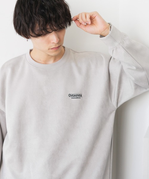 RAGEBLUE（レイジブルー）の「カットスウェード/ワンポイント刺繍オーバーサイズクルーネック（スウェット・メンズ・ベージュ/オフホワイト/ライトブルー/ブラック/ライトグレー/ブルー系その他/イエロー系その他・MEDIUM/SMALL/LARGE）」の4枚目の写真