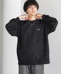 RAGEBLUE | カットスウェード/ワンポイント刺繍オーバーサイズクルーネック(スウェット)