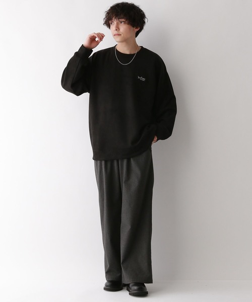 RAGEBLUE（レイジブルー）の「カットスウェード/ワンポイント刺繍オーバーサイズクルーネック（スウェット・メンズ・ベージュ/オフホワイト/ライトブルー/ブラック/ライトグレー/ブルー系その他/イエロー系その他・MEDIUM/SMALL/LARGE）」の14枚目の写真