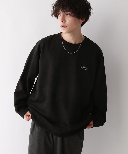 RAGEBLUE（レイジブルー）の「カットスウェード/ワンポイント刺繍オーバーサイズクルーネック（スウェット・メンズ・ベージュ/オフホワイト/ライトブルー/ブラック/ライトグレー/ブルー系その他/イエロー系その他・MEDIUM/SMALL/LARGE）」の16枚目の写真