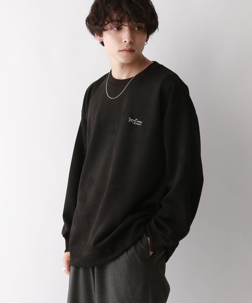 RAGEBLUE（レイジブルー）の「カットスウェード/ワンポイント刺繍オーバーサイズクルーネック（スウェット・メンズ・ベージュ/オフホワイト/ライトブルー/ブラック/ライトグレー/ブルー系その他/イエロー系その他・MEDIUM/SMALL/LARGE）」の17枚目の写真