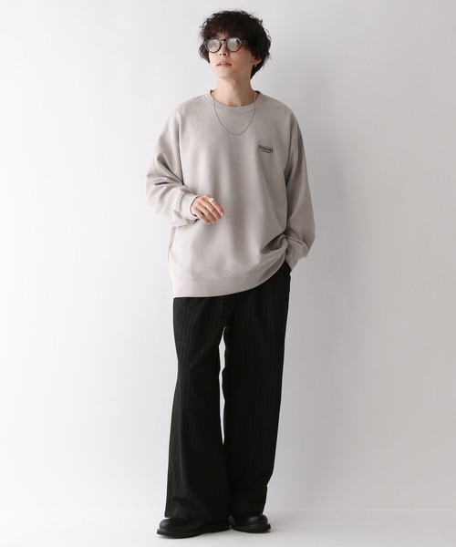 RAGEBLUE（レイジブルー）の「カットスウェード/ワンポイント刺繍オーバーサイズクルーネック（スウェット・メンズ・ベージュ/オフホワイト/ライトブルー/ブラック/ライトグレー/ブルー系その他/イエロー系その他・MEDIUM/SMALL/LARGE）」の20枚目の写真