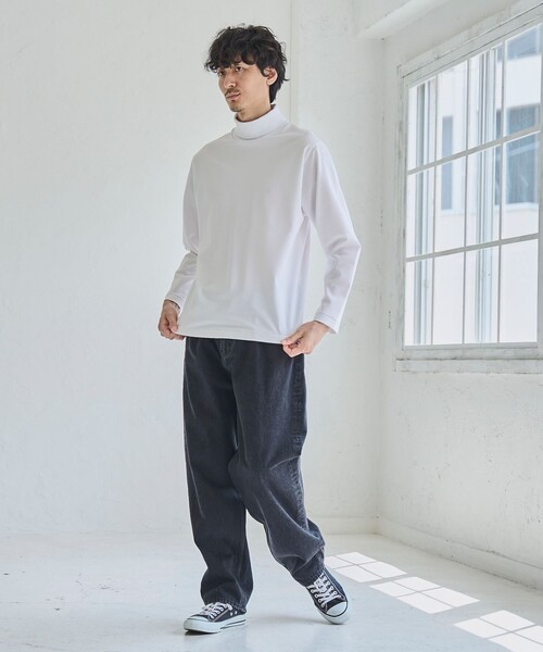 RONEL(ロネル)の「ポンチタートルネックロングスリーブTシャツ(Tシャツ/カットソー・メンズ・ブラック/ホワイト・S/M/L)」の6枚目の写真