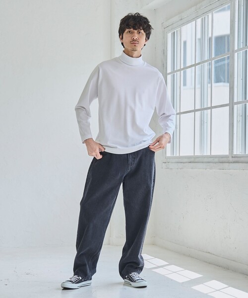 RONEL(ロネル)の「ポンチタートルネックロングスリーブTシャツ(Tシャツ/カットソー・メンズ・ブラック/ホワイト・S/M/L)」の7枚目の写真