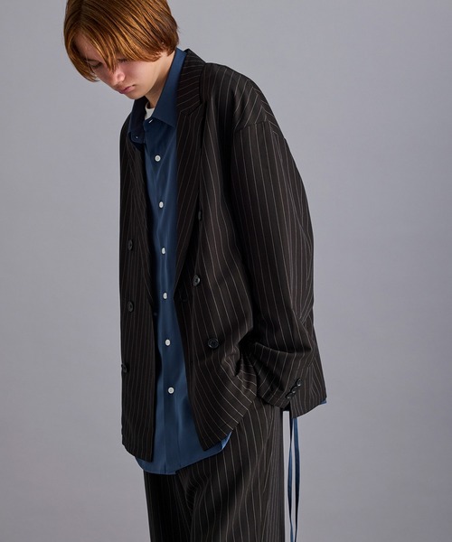 JUNRED（ジュンレッド）の「【セットアップ対応】ピンストライプダブルジャケット（テーラードジャケット・メンズ・ブラック/グレー・S/M/L）」の5枚目の写真