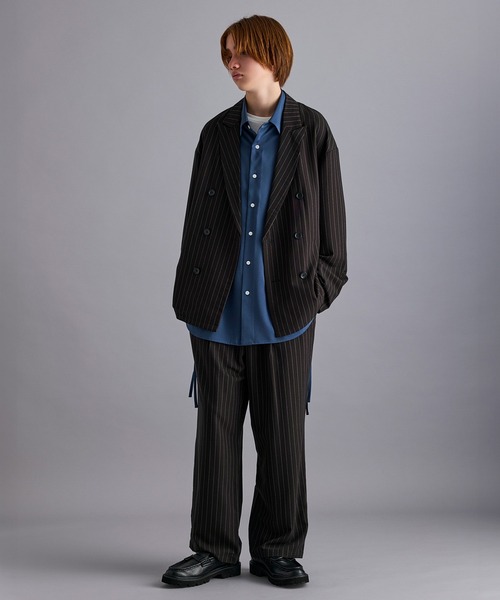 JUNRED（ジュンレッド）の「【セットアップ対応】ピンストライプダブルジャケット（テーラードジャケット・メンズ・ブラック/グレー・S/M/L）」の8枚目の写真