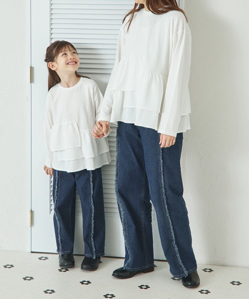 pairmanon(ペアマノン)の「【リンクコーデ】【ママサイズ】ランダム ペプラム カットソー 長袖 Tシャツ(Tシャツ/カットソー・レディース・ブラック/ホワイト・FREE)」の4枚目の写真
