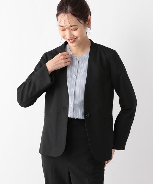 GLOBAL WORK（グローバルワーク）の「ウツクシルエットVネックジャケット/133334（ノーカラージャケット・レディース・チャコール/ブラック・MEDIUM/LARGE/SMALL/X-LARGE）」の13枚目の写真