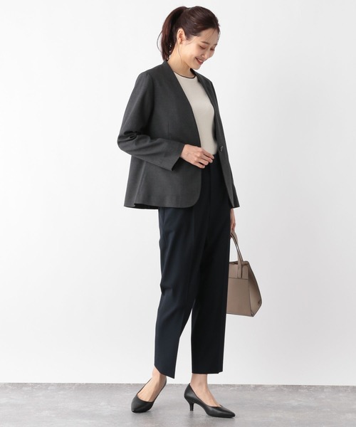 GLOBAL WORK（グローバルワーク）の「ウツクシルエットVネックジャケット/133334（ノーカラージャケット・レディース・チャコール/ブラック・MEDIUM/LARGE/SMALL/X-LARGE）」の18枚目の写真