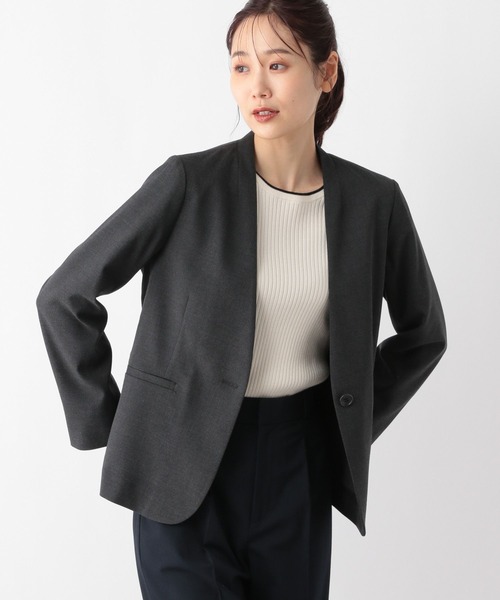 GLOBAL WORK（グローバルワーク）の「ウツクシルエットVネックジャケット/133334（ノーカラージャケット・レディース・チャコール/ブラック・MEDIUM/LARGE/SMALL/X-LARGE）」の20枚目の写真