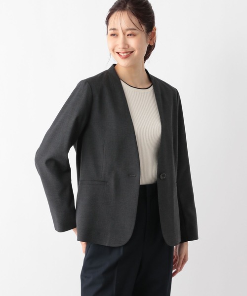 GLOBAL WORK（グローバルワーク）の「ウツクシルエットVネックジャケット/133334（ノーカラージャケット・レディース・チャコール/ブラック・MEDIUM/LARGE/SMALL/X-LARGE）」の21枚目の写真