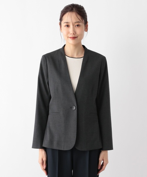 GLOBAL WORK（グローバルワーク）の「ウツクシルエットVネックジャケット/133334（ノーカラージャケット・レディース・チャコール/ブラック・MEDIUM/LARGE/SMALL/X-LARGE）」の22枚目の写真