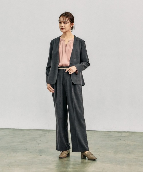 GLOBAL WORK（グローバルワーク）の「ウツクシルエットVネックジャケット/133334（ノーカラージャケット・レディース・チャコール/ブラック・MEDIUM/LARGE/SMALL/X-LARGE）」の5枚目の写真