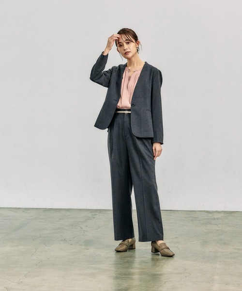 GLOBAL WORK（グローバルワーク）の「ウツクシルエットVネックジャケット/133334（ノーカラージャケット・レディース・チャコール/ブラック・MEDIUM/LARGE/SMALL/X-LARGE）」の7枚目の写真