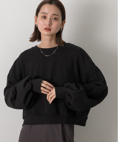 ad thie(アドティエ)の「ショート丈 裏毛プルオーバー(スウェット・レディース・チャコール/アイボリー/ネイビー/オートミール/ブラック/杢グレー/レッド/ブラウン・FREE)」の10枚目の写真
