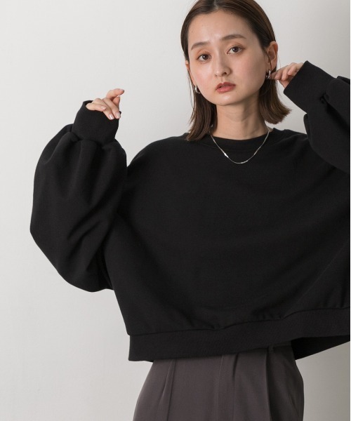 ad thie(アドティエ)の「ショート丈 裏毛プルオーバー(スウェット・レディース・チャコール/アイボリー/ネイビー/オートミール/ブラック/杢グレー/レッド/ブラウン・FREE)」の12枚目の写真