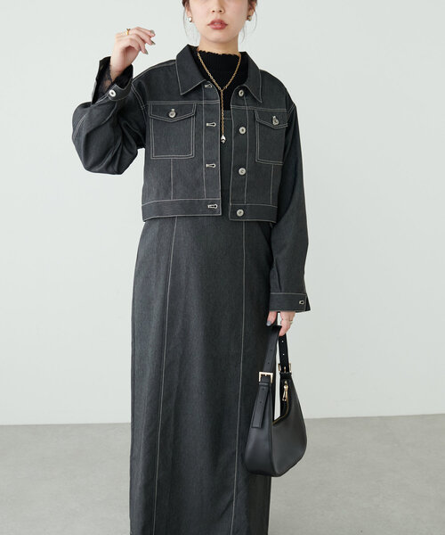 natural couture(ナチュラルクチュール)の「デニム風ビスチェキャミワンピース(ワンピース・レディース・ブラウン/その他1/インディゴブルー/ブラック・MEDIUM/LARGE)」の2枚目の写真