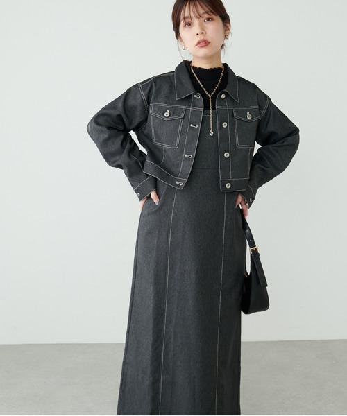 セール】デニム風ビスチェキャミワンピース（ワンピース）｜natural