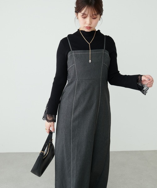 natural couture(ナチュラルクチュール)の「デニム風ビスチェキャミワンピース(ワンピース・レディース・ブラウン/その他1/インディゴブルー/ブラック・MEDIUM/LARGE)」の8枚目の写真