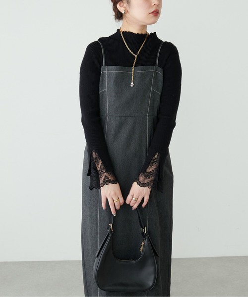 natural couture(ナチュラルクチュール)の「デニム風ビスチェキャミワンピース(ワンピース・レディース・ブラウン/その他1/インディゴブルー/ブラック・MEDIUM/LARGE)」の7枚目の写真