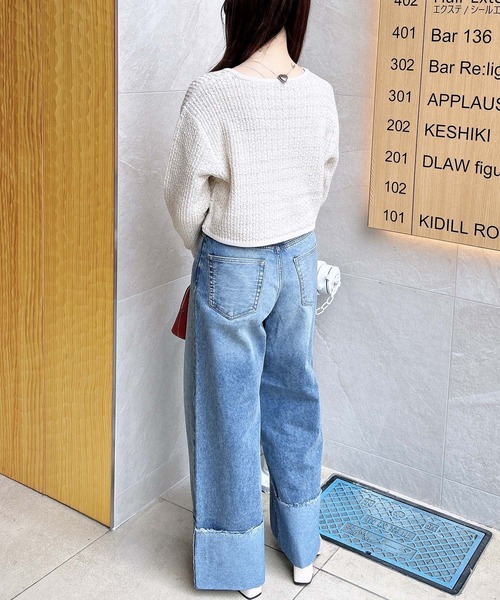 INGNI（イング）の「ショート丈ツイードニットカーディガン／Ａ（カーディガン/ボレロ・レディース・アイボリー/ブラック×ホワイト/ピンク・M）」の15枚目の写真