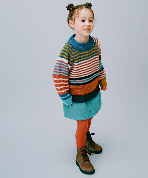 BEAMS mini(ビームスミニ)の「カラフル ボーダー ニット 2024FW(90~150cm)(ニット/セーター・キッズ・ネイビー/ホワイト系その他5・90/150/140/130/120/110/100)」の3枚目の写真