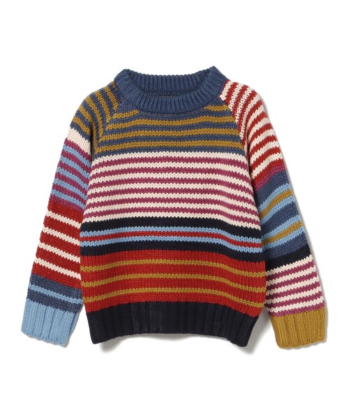 BEAMS mini(ビームスミニ)の「カラフル ボーダー ニット 2024FW(90~150cm)(ニット/セーター・キッズ・ネイビー/ホワイト系その他5・90/150/140/130/120/110/100)」の6枚目の写真