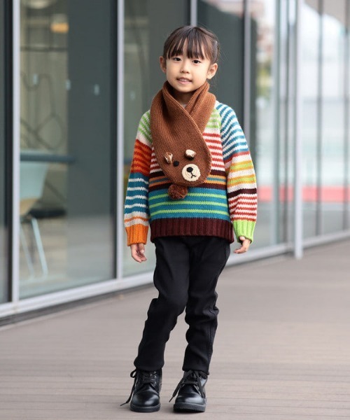 BEAMS mini(ビームスミニ)の「カラフル ボーダー ニット 2024FW(90~150cm)(ニット/セーター・キッズ・ネイビー/ホワイト系その他5・90/150/140/130/120/110/100)」の4枚目の写真