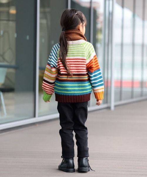 BEAMS mini(ビームスミニ)の「カラフル ボーダー ニット 2024FW(90~150cm)(ニット/セーター・キッズ・ネイビー/ホワイト系その他5・90/150/140/130/120/110/100)」の5枚目の写真