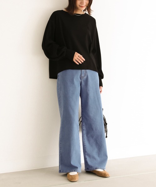 n'OrLABEL（ノアールレーベル）の「【機能素材】『パウダー裏起毛ストレートワイドデニムパンツ』（デニムパンツ・レディース・ワンウォッシュ/ブラック/サックスブルー・3L/L～LL/S～Ｍ）」の17枚目の写真