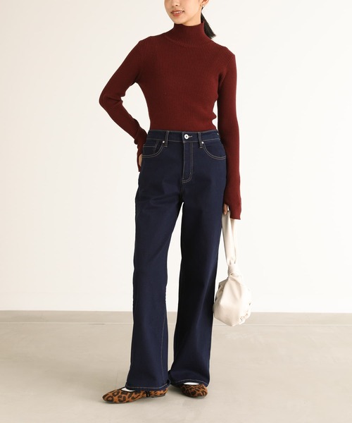 n'OrLABEL（ノアールレーベル）の「【機能素材】『パウダー裏起毛ストレートワイドデニムパンツ』（デニムパンツ・レディース・ワンウォッシュ/ブラック/サックスブルー・3L/L～LL/S～Ｍ）」の11枚目の写真