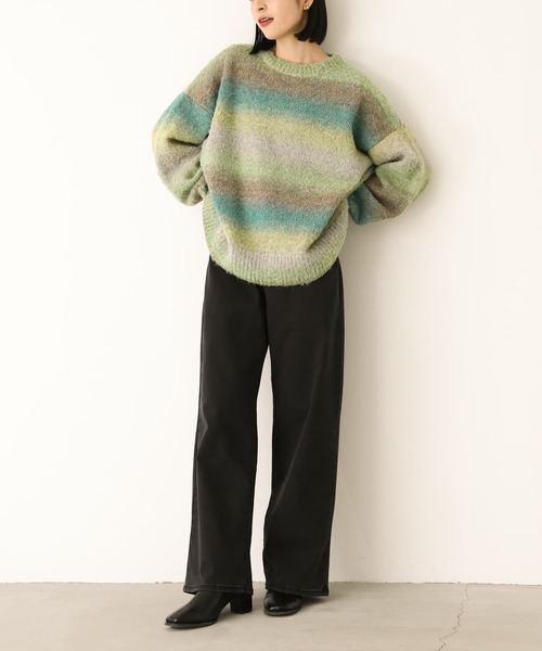 n'OrLABEL（ノアールレーベル）の「【機能素材】『パウダー裏起毛ストレートワイドデニムパンツ』（デニムパンツ・レディース・ワンウォッシュ/ブラック/サックスブルー・3L/L～LL/S～Ｍ）」の5枚目の写真