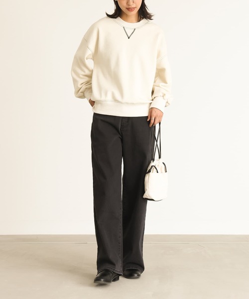 n'OrLABEL（ノアールレーベル）の「【機能素材】『パウダー裏起毛ストレートワイドデニムパンツ』（デニムパンツ・レディース・ワンウォッシュ/ブラック/サックスブルー・3L/L～LL/S～Ｍ）」の6枚目の写真