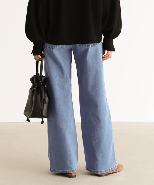 n'OrLABEL（ノアールレーベル）の「【機能素材】『パウダー裏起毛ストレートワイドデニムパンツ』（デニムパンツ・レディース・ワンウォッシュ/ブラック/サックスブルー・3L/L～LL/S～Ｍ）」の16枚目の写真