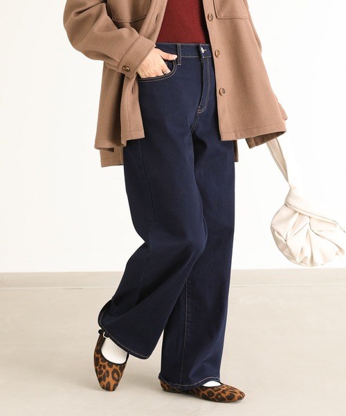 n'OrLABEL（ノアールレーベル）の「【機能素材】『パウダー裏起毛ストレートワイドデニムパンツ』（デニムパンツ・レディース・ワンウォッシュ/ブラック/サックスブルー・3L/L～LL/S～Ｍ）」の9枚目の写真