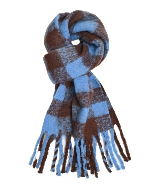 Per sist ence（パーシエンス）の「ボリュームレトロチェックフリンジマフラー（マフラー・レディース・ブラック/ライトブルー/ブルー/ブラウン/グリーン系/パープル/グリーン/ピンク/ローズ・FREE）」の17枚目の写真