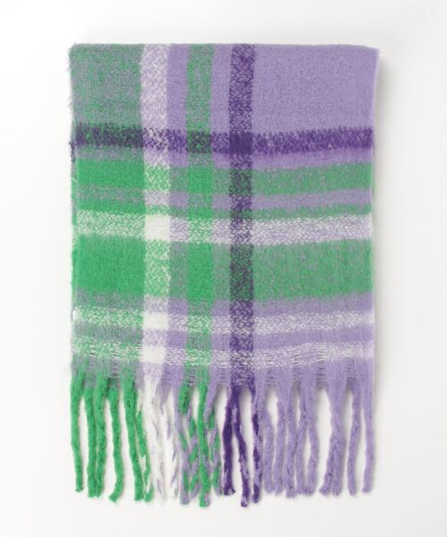 Per sist ence（パーシエンス）の「ボリュームレトロチェックフリンジマフラー（マフラー・レディース・ブラック/ライトブルー/ブルー/ブラウン/グリーン系/パープル/グリーン/ピンク/ローズ・FREE）」の20枚目の写真