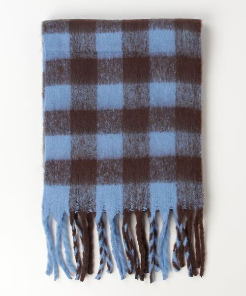 Per sist ence（パーシエンス）の「ボリュームレトロチェックフリンジマフラー（マフラー・レディース・ブラック/ライトブルー/ブルー/ブラウン/グリーン系/パープル/グリーン/ピンク/ローズ・FREE）」の18枚目の写真