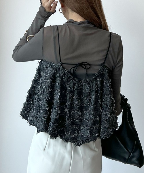 Futier land（フューティアランド）の「スクエアフリンジバルーンキャミビスチェ（キャミソール・レディース・ブラウン/グレイッシュベージュ/ブラック・MEDIUM）」の5枚目の写真