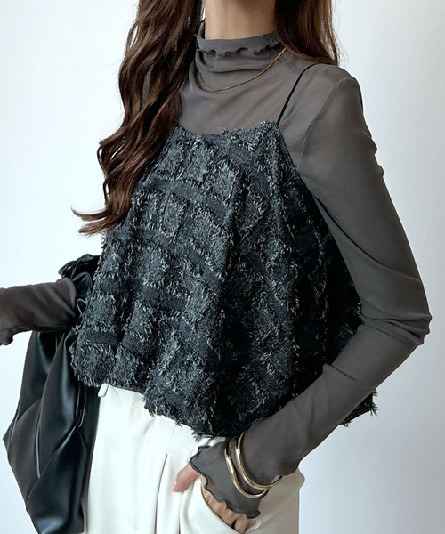 Futier land（フューティアランド）の「スクエアフリンジバルーンキャミビスチェ（キャミソール・レディース・ブラウン/グレイッシュベージュ/ブラック・MEDIUM）」の10枚目の写真