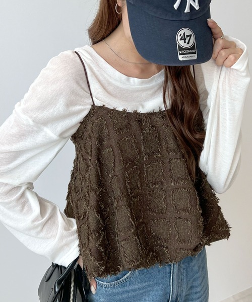 Futier land（フューティアランド）の「スクエアフリンジバルーンキャミビスチェ（キャミソール・レディース・ブラウン/グレイッシュベージュ/ブラック・MEDIUM）」の16枚目の写真