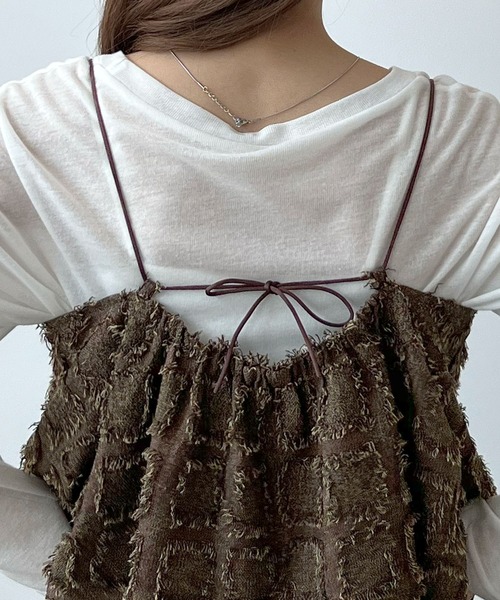 Futier land（フューティアランド）の「スクエアフリンジバルーンキャミビスチェ（キャミソール・レディース・ブラウン/グレイッシュベージュ/ブラック・MEDIUM）」の17枚目の写真