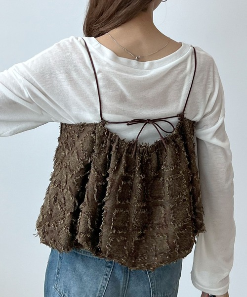 Futier land（フューティアランド）の「スクエアフリンジバルーンキャミビスチェ（キャミソール・レディース・ブラウン/グレイッシュベージュ/ブラック・MEDIUM）」の19枚目の写真