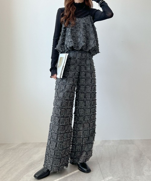 Futier land（フューティアランド）の「スクエアフリンジバルーンキャミビスチェ（キャミソール・レディース・ブラウン/グレイッシュベージュ/ブラック・MEDIUM）」の12枚目の写真