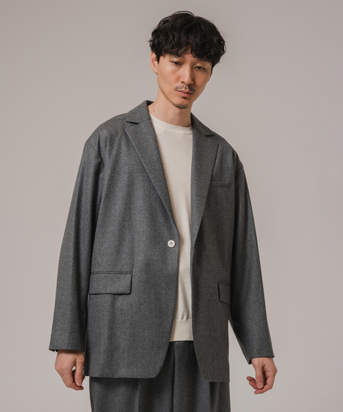 EDIFICE（エディフィス）の「CALMER(カルメール) 別注 CANONICO BIG ジャケット（テーラードジャケット・メンズ・グレー/ネイビー・MEDIUM/LARGE）」の5枚目の写真