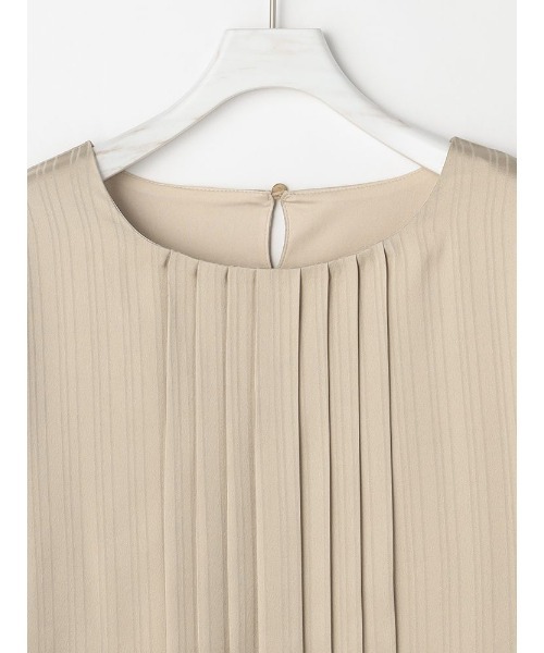 Perfect Suit FActory（パーフェクトスーツファクトリー）の「シャドーストライプ９分袖ブラウス　ホワイト/ベージュ（Tシャツ/カットソー・レディース・オフホワイト/ベージュ・S/M/L）」の4枚目の写真