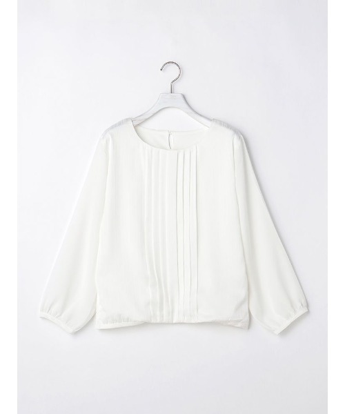 Perfect Suit FActory（パーフェクトスーツファクトリー）の「シャドーストライプ９分袖ブラウス　ホワイト/ベージュ（Tシャツ/カットソー・レディース・オフホワイト/ベージュ・S/M/L）」の22枚目の写真