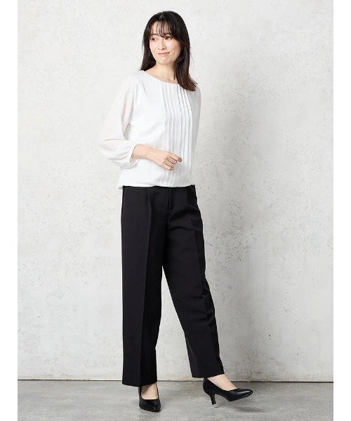 Perfect Suit FActory（パーフェクトスーツファクトリー）の「シャドーストライプ９分袖ブラウス　ホワイト/ベージュ（Tシャツ/カットソー・レディース・オフホワイト/ベージュ・S/M/L）」の15枚目の写真