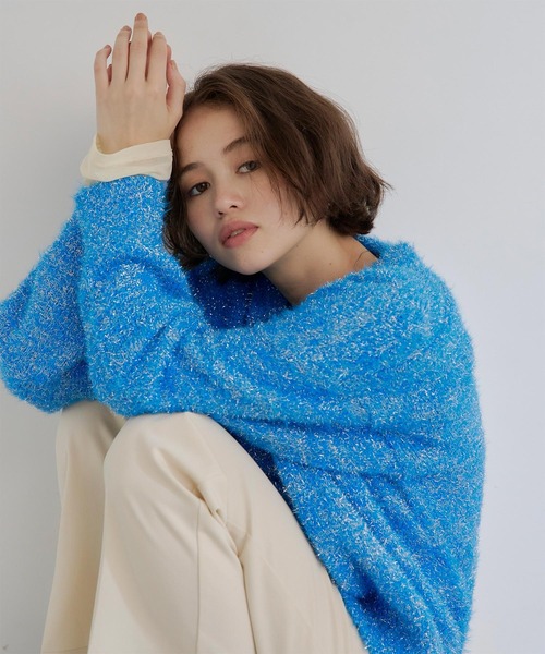 titivate（ティティベイト）の「ラメフェザーニット（ニット/セーター・レディース・アイボリー/ブラック/ライトグレー/ブルー・M）」の4枚目の写真