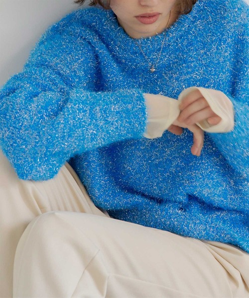 titivate（ティティベイト）の「ラメフェザーニット（ニット/セーター・レディース・アイボリー/ブラック/ライトグレー/ブルー・M）」の10枚目の写真